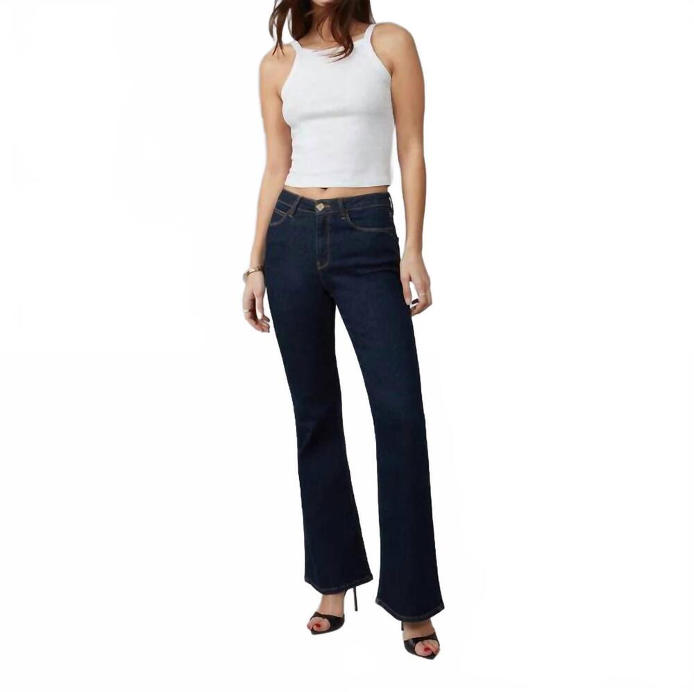 NEW LOLA JEANS alice flare jeans in dark rinse blue